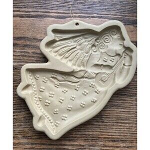 Brown Bag Cookie Mold ANGEL Stoneware Ceramic Clay 1986 USA Christmas Hill Desig
